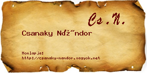 Csanaky Nándor névjegykártya